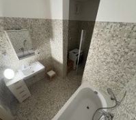 Koupelna s vanou, sprchou, pračkou