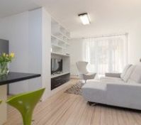 Living space with TV and dining