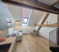 Kitchen, dining and stairs view