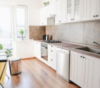 Bright white kitchen full view