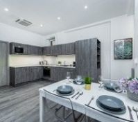 Kitchen and the dining table