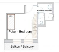 jednolůřžkový pokoj- má vlastní wc a sprchu   balkon