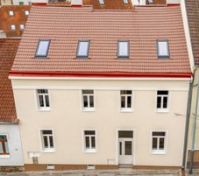 Building exterior front aerial view