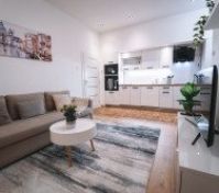 Open plan living room and kitchen space 