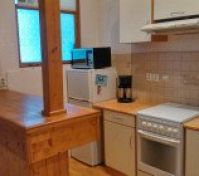 Kitchen, stove, fridge, microwave oven