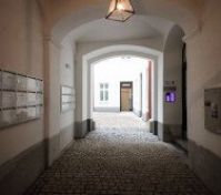 Mailboxes on the ground floor in the passage