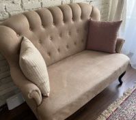 Tufted sofa close-up detail