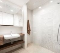 Bathroom sink and walk-in shower