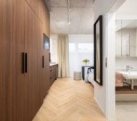 Hallway view into studio and bathroom