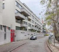 Exterior view of apartment building