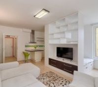 Open living area with kitchen bar