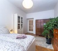 Bedroom with wardrobe and plant