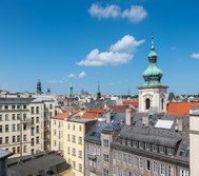 Prague rooftop view with spires