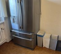 Stainless steel refrigerator closeup