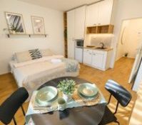 Dining area with studio overview