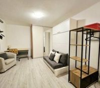 Studio living area with sofa bed