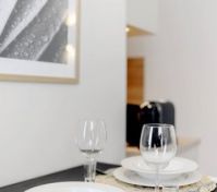 Dining table set for two